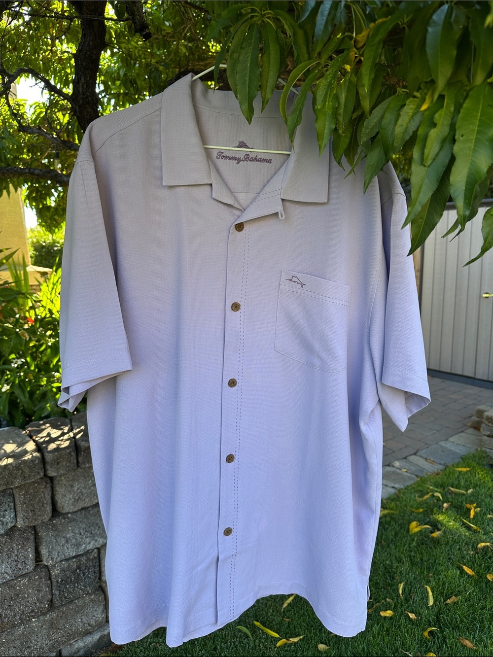Tommy Bahama Light Lavender Short-Sleeve Camp Shirt-size XL